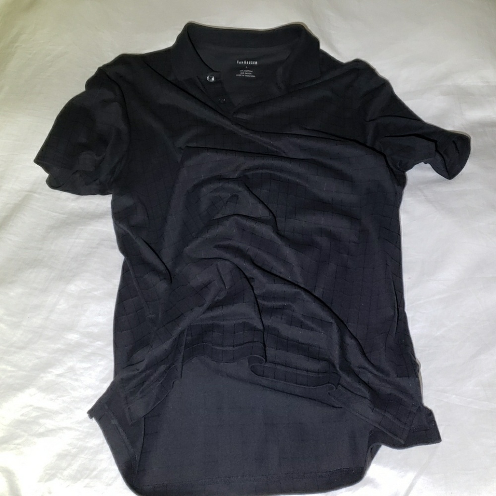 VAN HEUSEN black check pattern polo - super light